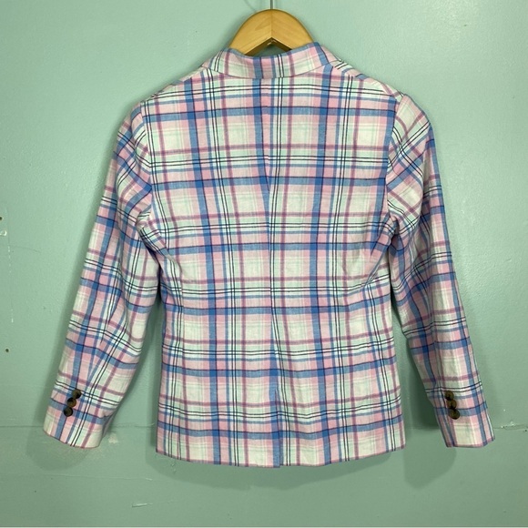 Janie & Jack Plaid Linen Blue Pink Pastel Blazer Sz‎ 12 Boys - Picture 4 of 5